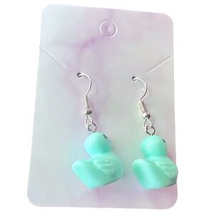 Turquoise Green Duck Earrings